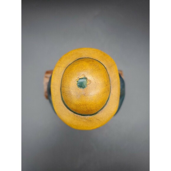 Honey Bear Beehive Dressed Sitting on Log Carved WOOD 8" Very NICE!!! Adorable! - Picture 10 of 12